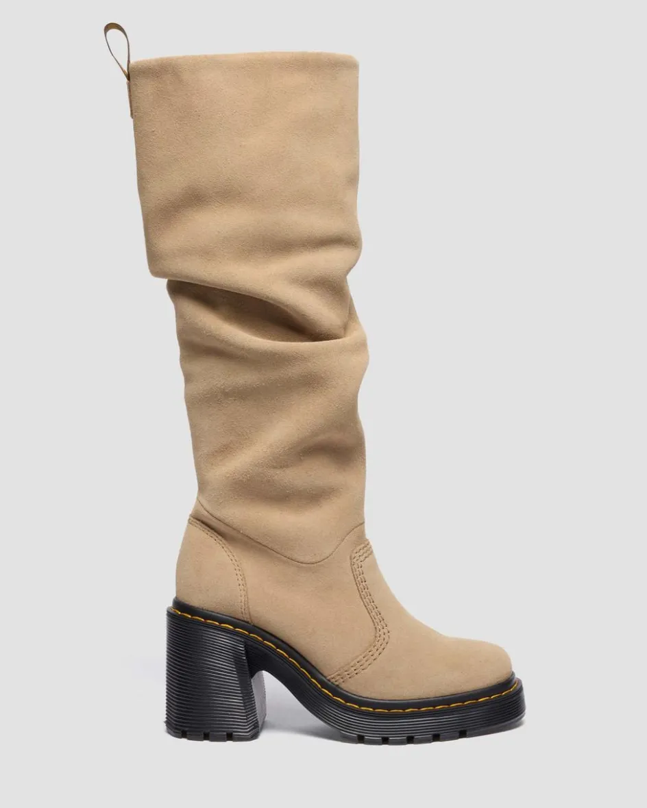 Dr. Martens Last Chance Styles*Kasey Suede Knee High Heeled Boots in Savannah Tan Savannah Tan — Bronx Suede