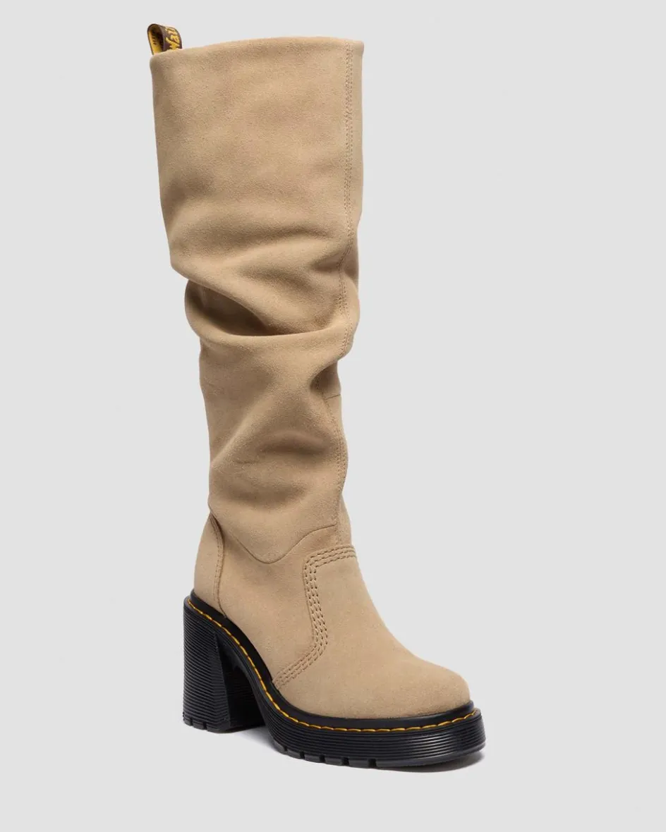 Dr. Martens Last Chance Styles*Kasey Suede Knee High Heeled Boots in Savannah Tan Savannah Tan — Bronx Suede