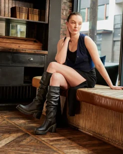 Dr. Martens Tall And Knee High Boots|New And Featured*Kasey Virginia Leather Tall Heeled Boots in Black Black — Virginia