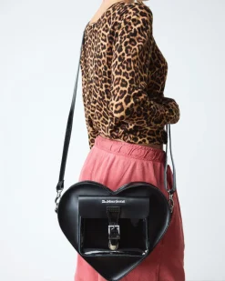 Dr. Martens Accessories|Bags*Kiev Leather Hardware Heart Shaped Bag in Black Black — Kiev