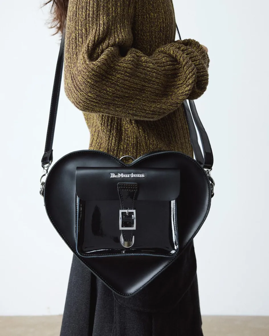 Dr. Martens Accessories|Bags*Kiev Leather Hardware Heart Shaped Bag in Black Black — Kiev