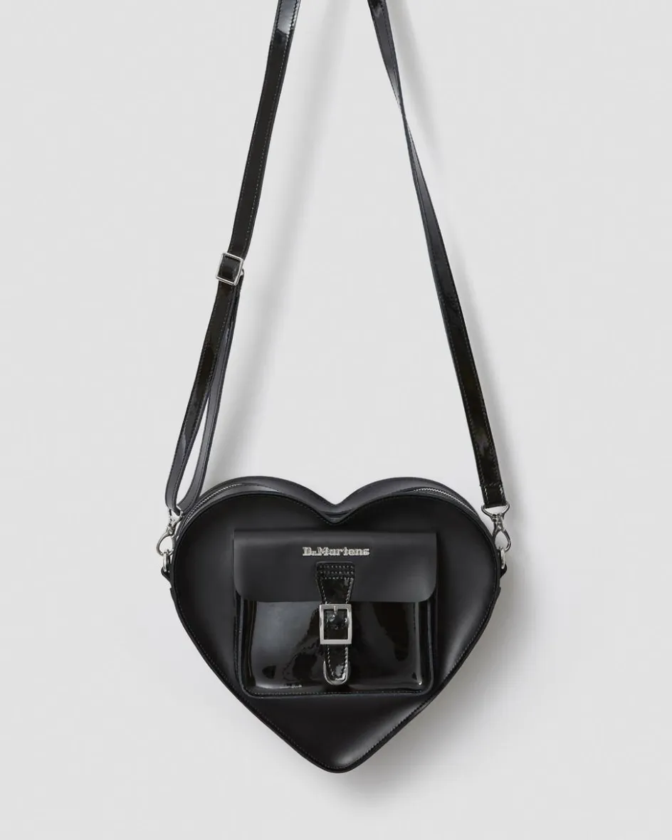 Dr. Martens Accessories|Bags*Kiev Leather Hardware Heart Shaped Bag in Black Black — Kiev