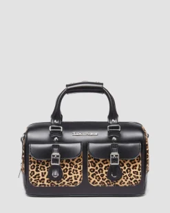 Dr. Martens New And Featured|Accessories*Leopard Print Hair-On Top Handle Bag in Black Black+Tan — Kiev + Mini Leopard Spot Hair On