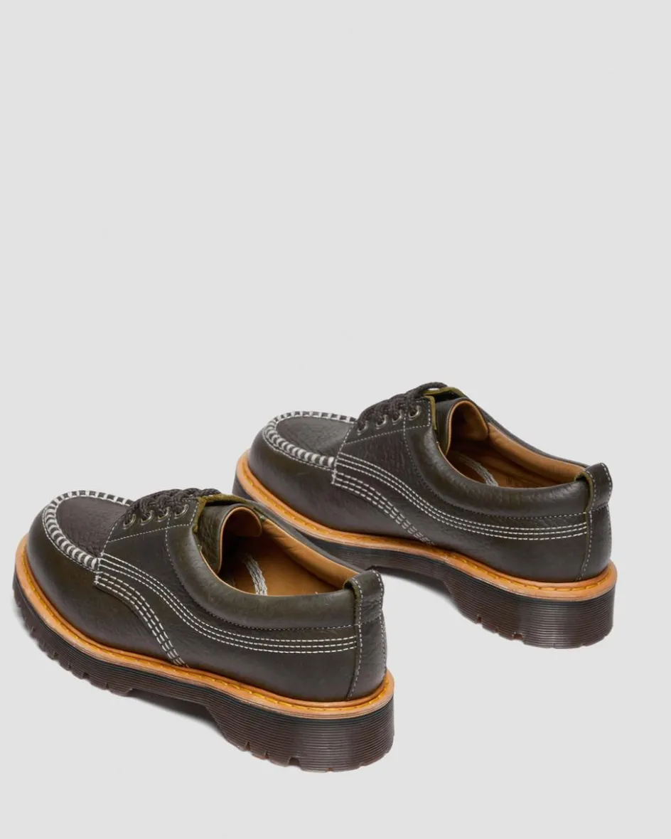 Dr. Martens Shoes|New And Featured*Lowell Wild Grain Leather Moc Toe Shoes in Dms Olive DMS OLIVE — Wild Grain