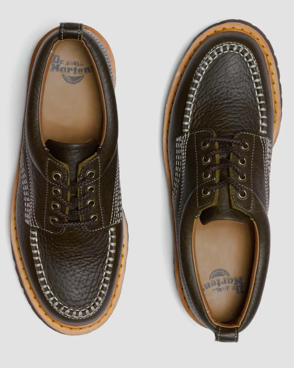 Dr. Martens Shoes|New And Featured*Lowell Wild Grain Leather Moc Toe Shoes in Dms Olive DMS OLIVE — Wild Grain