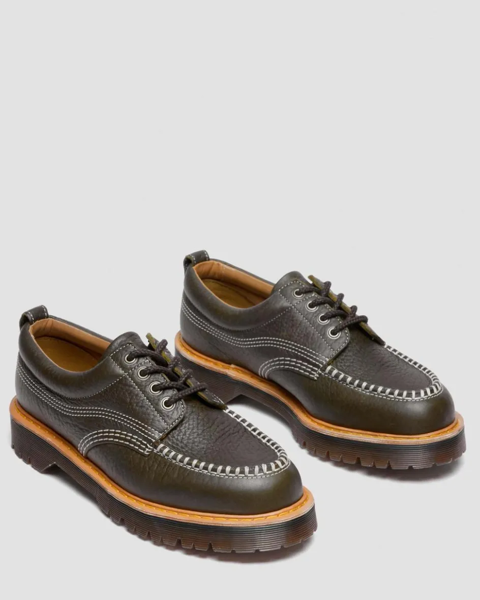 Dr. Martens Shoes|New And Featured*Lowell Wild Grain Leather Moc Toe Shoes in Dms Olive DMS OLIVE — Wild Grain