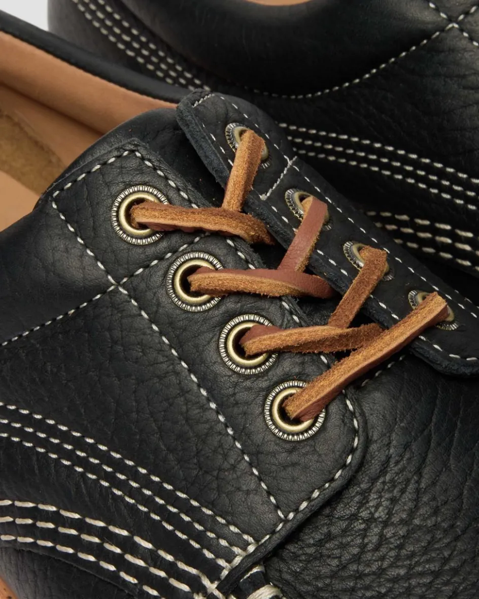 Dr. Martens Shoes|New And Featured*Lowell Wild Grain Leather Moc Toe Shoes in Black BLACK — Wild Grain