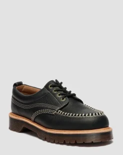 Dr. Martens Shoes|New And Featured*Lowell Wild Grain Leather Moc Toe Shoes in Black BLACK — Wild Grain