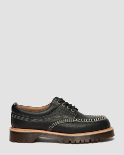 Dr. Martens Shoes|New And Featured*Lowell Wild Grain Leather Moc Toe Shoes in Black BLACK — Wild Grain