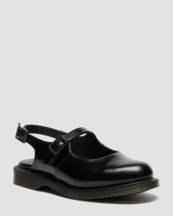 Dr. Martens Mother'S Day Gifts|Shoes*Madaline Mary Jane Smooth Leather Sling Back Shoes in Black Black — Polished Smooth