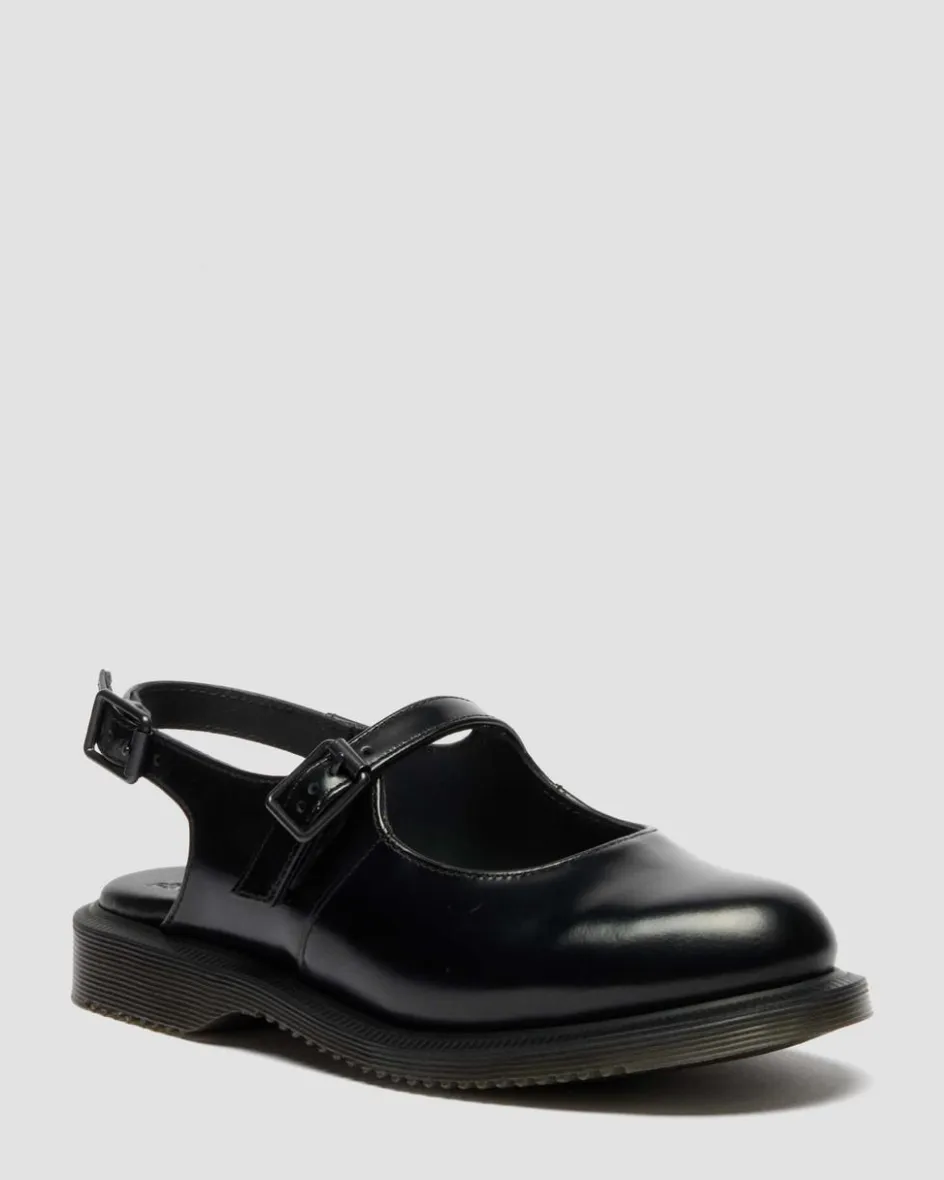 Dr. Martens Mother'S Day Gifts|Shoes*Madaline Mary Jane Smooth Leather Sling Back Shoes in Black Black — Polished Smooth