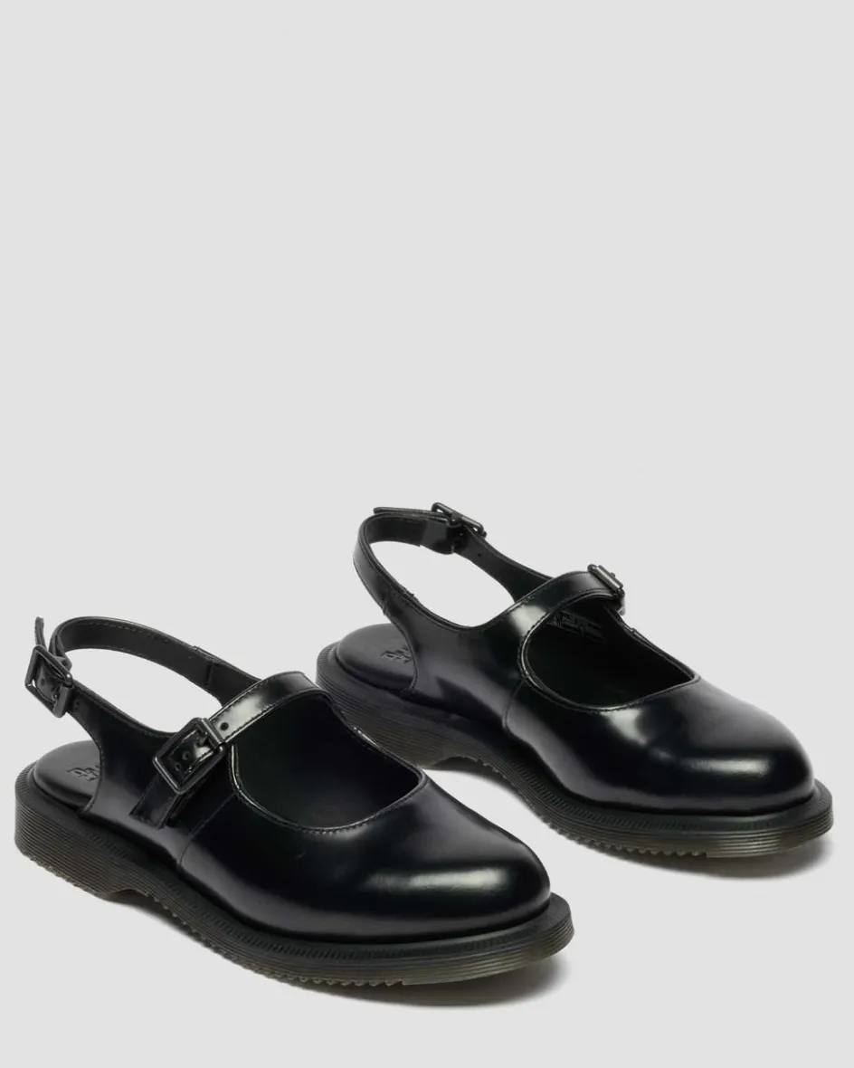 Dr. Martens Mother'S Day Gifts|Shoes*Madaline Mary Jane Smooth Leather Sling Back Shoes in Black Black — Polished Smooth