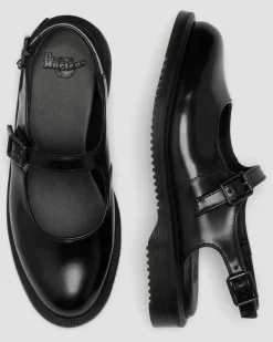 Dr. Martens Mother'S Day Gifts|Shoes*Madaline Mary Jane Smooth Leather Sling Back Shoes in Black Black — Polished Smooth