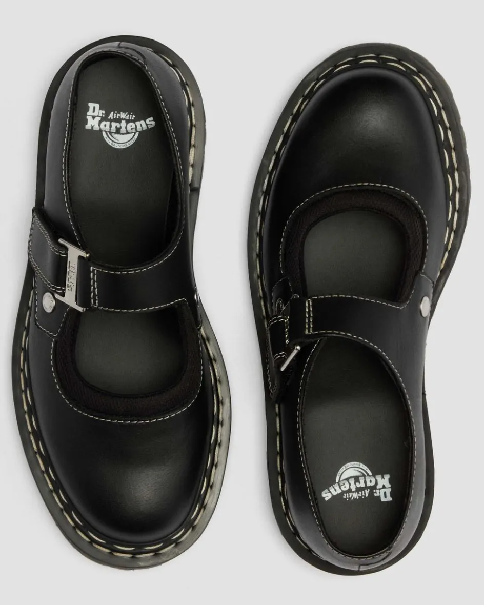 Dr. Martens Shoes|Platform Shoes*Mary Jane Bex Double Stitch Leather Shoes in Black Black — Sendal