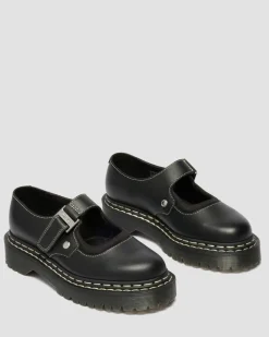 Dr. Martens Shoes|Platform Shoes*Mary Jane Bex Double Stitch Leather Shoes in Black Black — Sendal