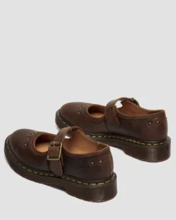 Dr. Martens Shoes|New And Featured*Mary Jane Flower Crazy Horse Leather Shoes in Dark Brown Dark Brown — Crazy Horse