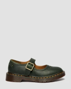 Dr. Martens Shoes|New And Featured*Mary Jane Flower Crazy Horse Leather Shoes in Dms Green DMS GREEN — Crazy Horse