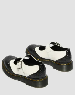 Dr. Martens Mother'S Day Gifts|Shoes*Mary Jane Monochrome Leather Shoes in Black Black+White — Atlas Pebble Grain+Smooth