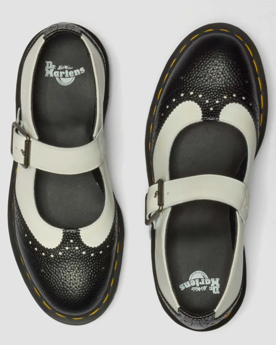 Dr. Martens Mother'S Day Gifts|Shoes*Mary Jane Monochrome Leather Shoes in Black Black+White — Atlas Pebble Grain+Smooth