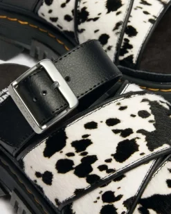 Dr. Martens Mules|Slides*Mattison Slide Dalmatian Hair On Leather Sandals in Cream CREAM+BLACK — Dalmatian Print Hair On+Athena