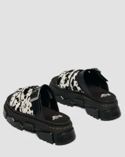 Dr. Martens Mules|Slides*Mattison Slide Dalmatian Hair On Leather Sandals in Cream CREAM+BLACK — Dalmatian Print Hair On+Athena