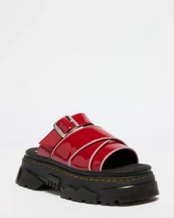 Dr. Martens Mules|Slides*Mattison Slide Soft Patent Leather Sandals in Scarlet Red SCARLET RED — Soft Patent
