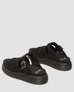 Dr. Martens Last Chance Styles*Maxxy Slide Buttersoft leather sandals in Black Black — E.H.Suede