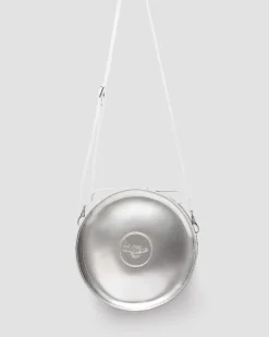 Dr. Martens Last Chance Styles|Last Chance Styles*Metallic Round Backpack in Silver Metallic Silver Metallic — Patent Lamper