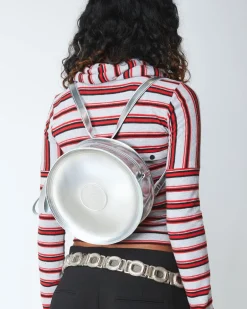 Dr. Martens Last Chance Styles|Last Chance Styles*Metallic Round Backpack in Silver Metallic Silver Metallic — Patent Lamper