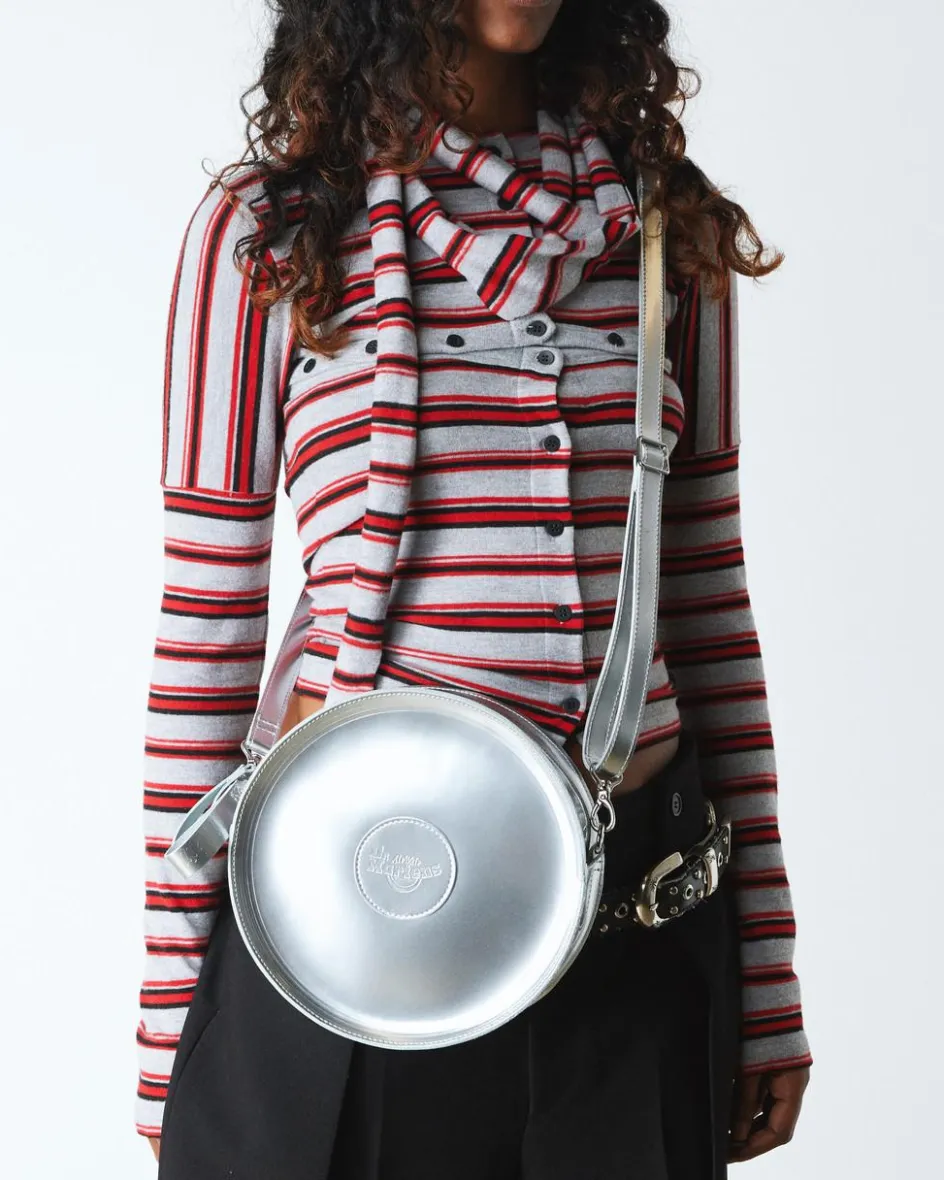 Dr. Martens Last Chance Styles|Last Chance Styles*Metallic Round Backpack in Silver Metallic Silver Metallic — Patent Lamper