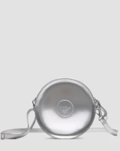 Dr. Martens Last Chance Styles|Last Chance Styles*Metallic Round Backpack in Silver Metallic Silver Metallic — Patent Lamper