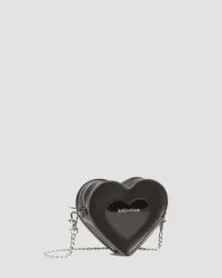 Dr. Martens Last Chance Styles|Last Chance Styles*Mini Heart Shaped Kiev & Patent Leather Bag in Black Black — Kiev+Patent Lamper