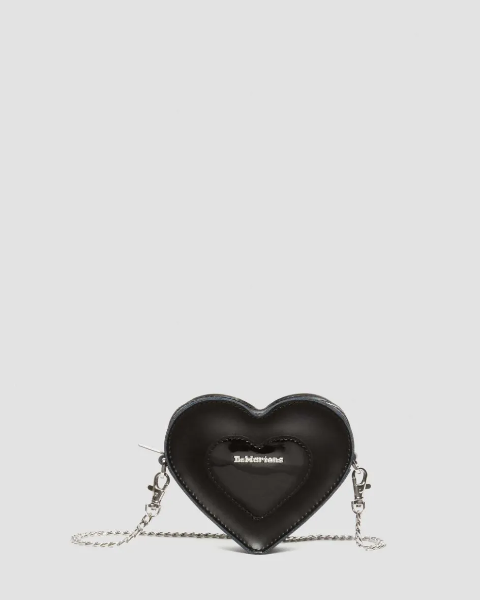 Dr. Martens Last Chance Styles|Last Chance Styles*Mini Heart Shaped Kiev & Patent Leather Bag in Black Black — Kiev+Patent Lamper