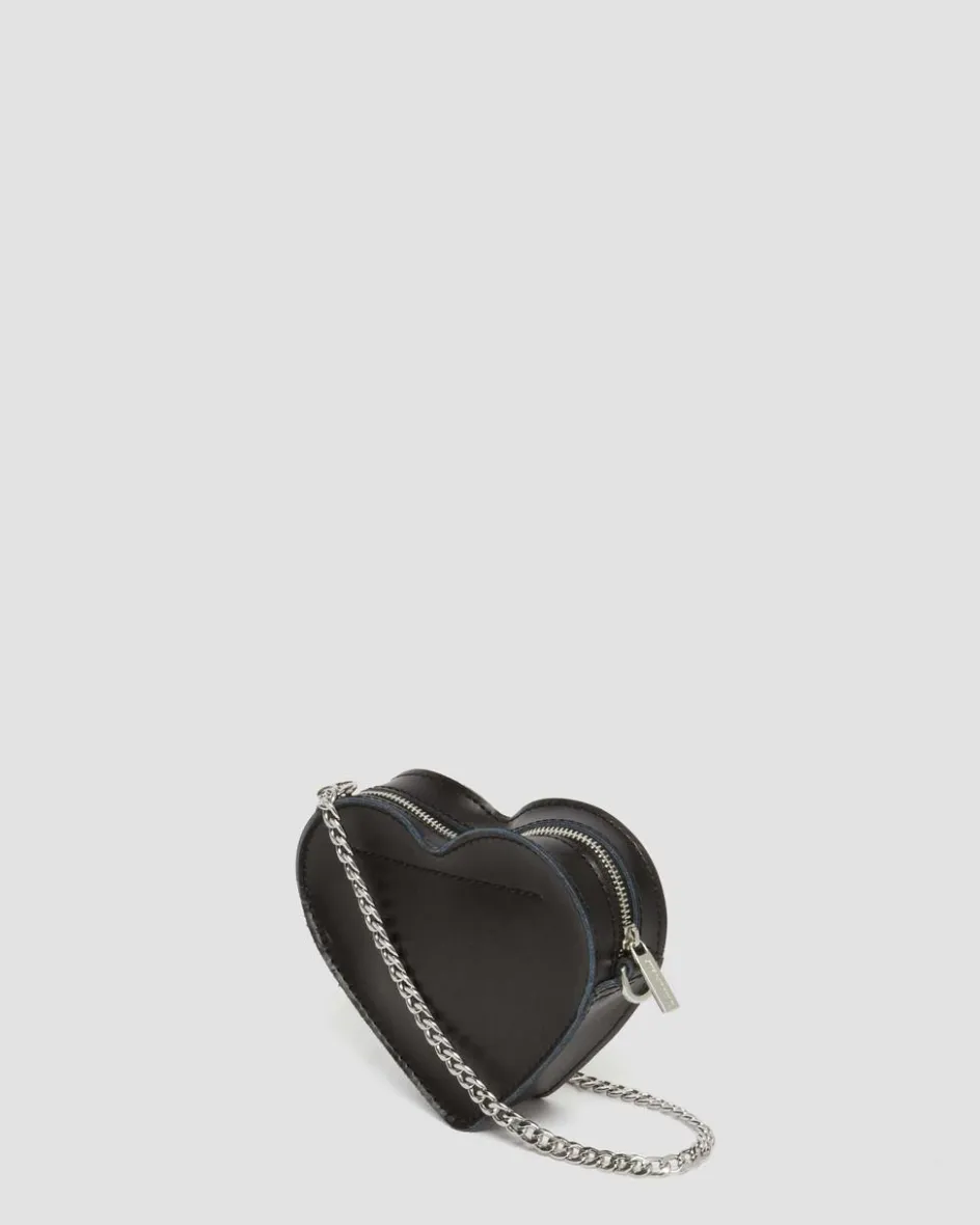Dr. Martens Last Chance Styles|Last Chance Styles*Mini Heart Shaped Kiev & Patent Leather Bag in Black Black — Kiev+Patent Lamper