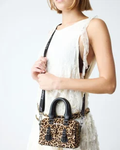 Dr. Martens New And Featured|Accessories*Mini Top Handle Leopard Print Bag in Black Black+Light Tan — Kiev + Mini Leopard Spot Hair On