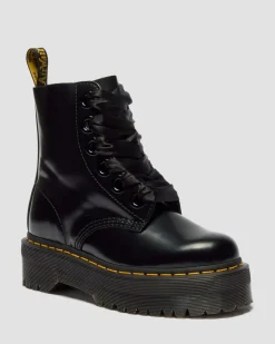 Dr. Martens New And Featured|Mother'S Day Gifts*Molly Women's Leather Platform Boots in Black Buttero BLACK BUTTERO — Buttero