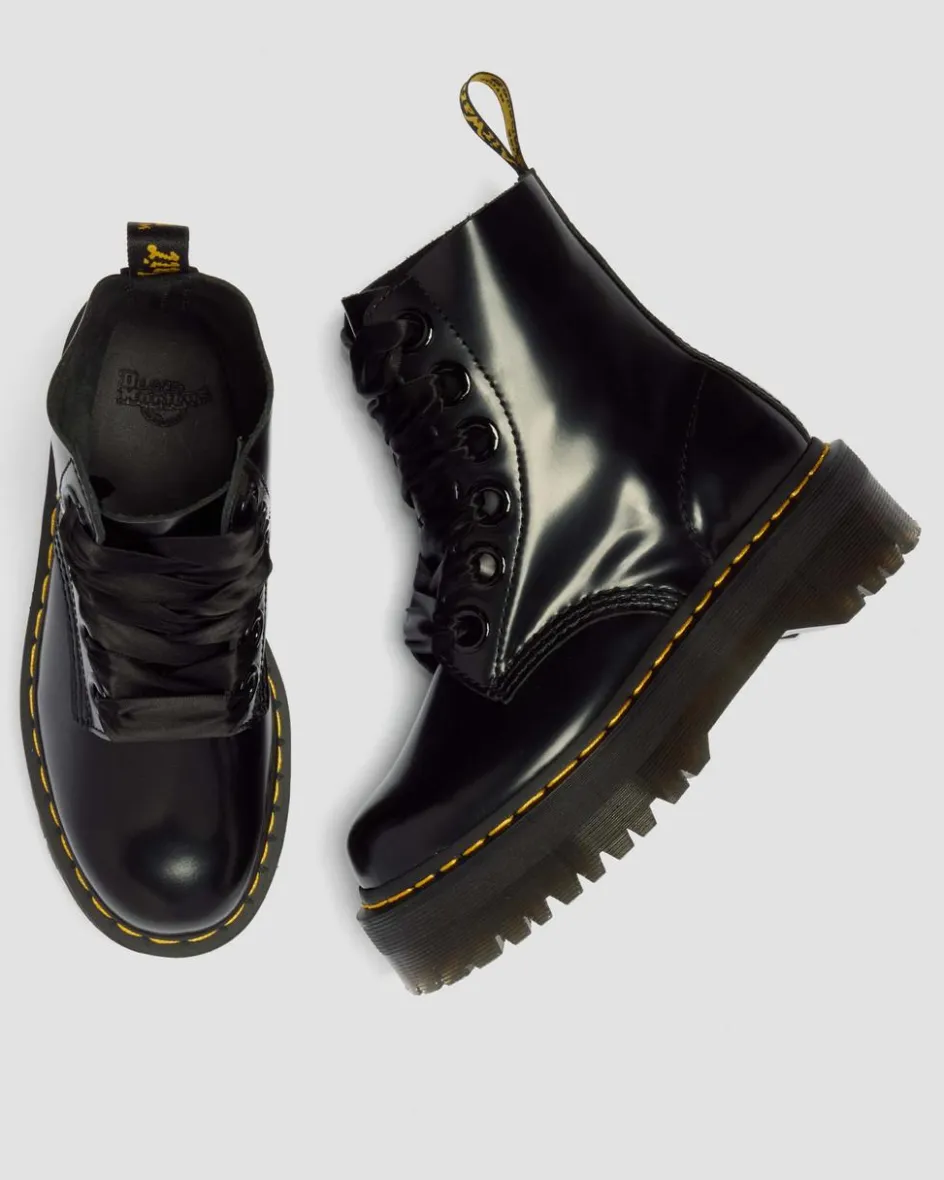 Dr. Martens New And Featured|Mother'S Day Gifts*Molly Women's Leather Platform Boots in Black Buttero BLACK BUTTERO — Buttero