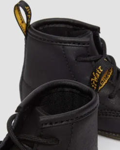 Dr. Martens Infant & 0-1 Years*Newborn 1460 Auburn Leather Booties in Black Black — Mason Pu Split+Mason Nw Synthetic