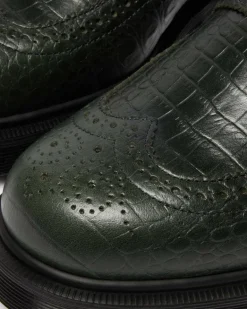 Dr. Martens Last Chance Styles|Last Chance Styles*Penton Brogue Emboss Leather Loafers in Forest Green FOREST GREEN — Croc Embossed Analine