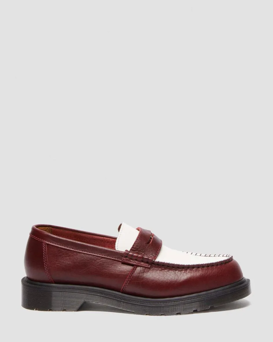 Dr. Martens Last Chance Styles|Last Chance Styles*Penton Made In England Two-Tone Leather Loafers in Burgundy Burgundy+White