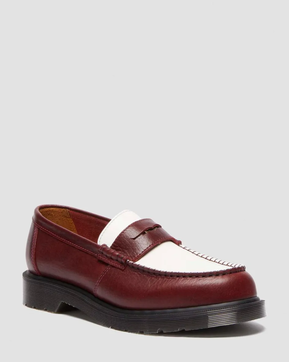 Dr. Martens Last Chance Styles|Last Chance Styles*Penton Made In England Two-Tone Leather Loafers in Burgundy Burgundy+White