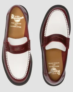 Dr. Martens Last Chance Styles|Last Chance Styles*Penton Made In England Two-Tone Leather Loafers in Burgundy Burgundy+White