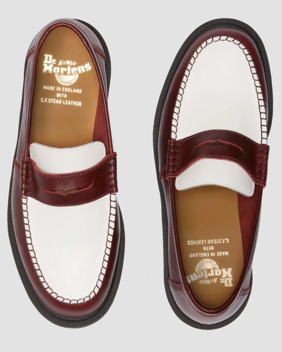Dr. Martens Last Chance Styles|Last Chance Styles*Penton Made In England Two-Tone Leather Loafers in Burgundy Burgundy+White