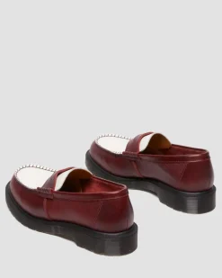 Dr. Martens Last Chance Styles|Last Chance Styles*Penton Made In England Two-Tone Leather Loafers in Burgundy Burgundy+White