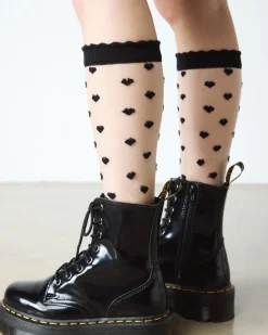 Dr. Martens Socks|New And Featured*Short Heart Mesh Organic Cotton Blend Socks in Black BLACK — Organic Cotton Blend+Mesh