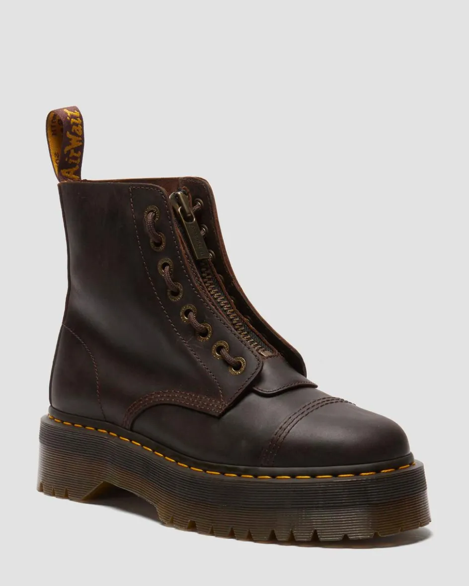 Dr. Martens New And Featured|Boots*Sinclair Crazy Horse leather platform boots in Dark Brown Dark Brown — Crazy Horse