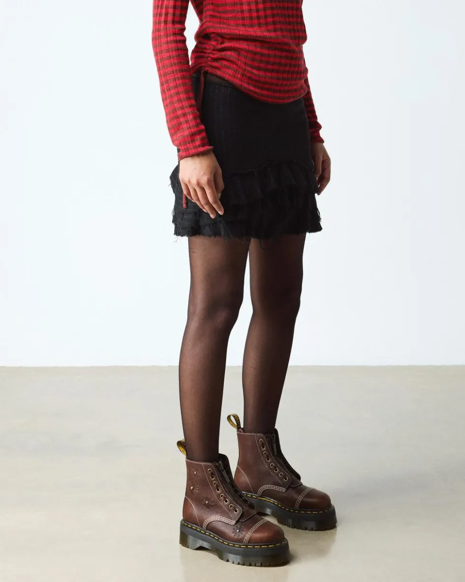 Dr. Martens New And Featured|Floral Styles*Sinclair Flower Grizzly Leather Platform Boots in Dark Brown Dark Brown — Grizzly