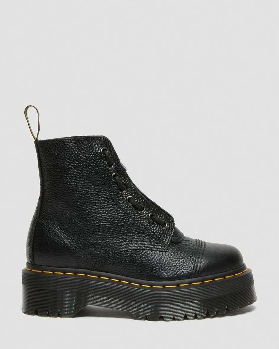 Dr. Martens New And Featured|New And Featured*Sinclair Milled Nappa Leather Platform Boots in Black Milled Nappa BLACK MILLED NAPPA — Milled Nappa