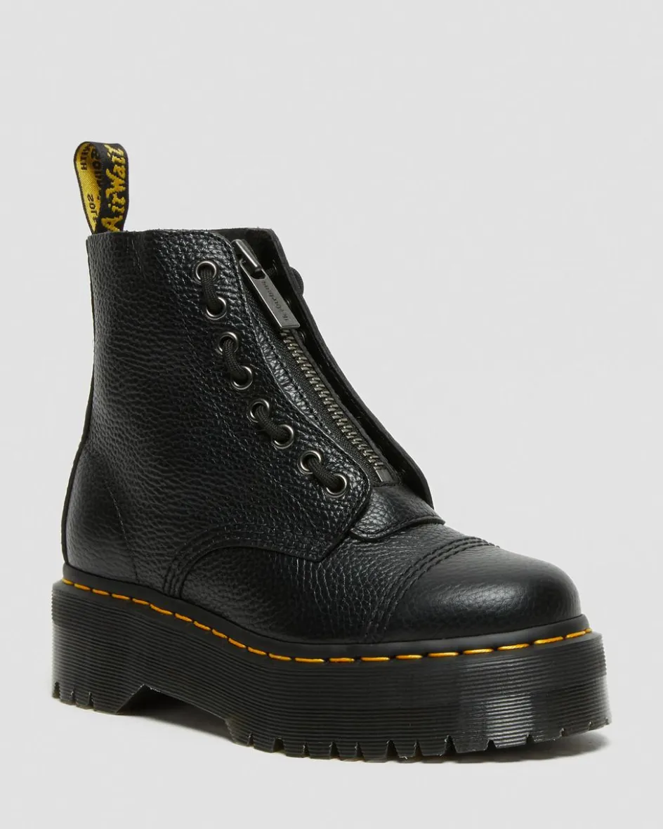 Dr. Martens New And Featured|New And Featured*Sinclair Milled Nappa Leather Platform Boots in Black Milled Nappa BLACK MILLED NAPPA — Milled Nappa