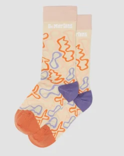 Dr. Martens Last Chance Styles|Last Chance Styles*Soundwaves Cotton Blend Socks in Cloud Cream Cloud Cream+Multi